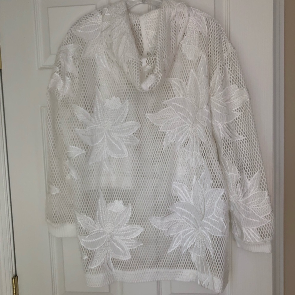 High Low floral mesh Free People hooded top - Picture 2 of 2